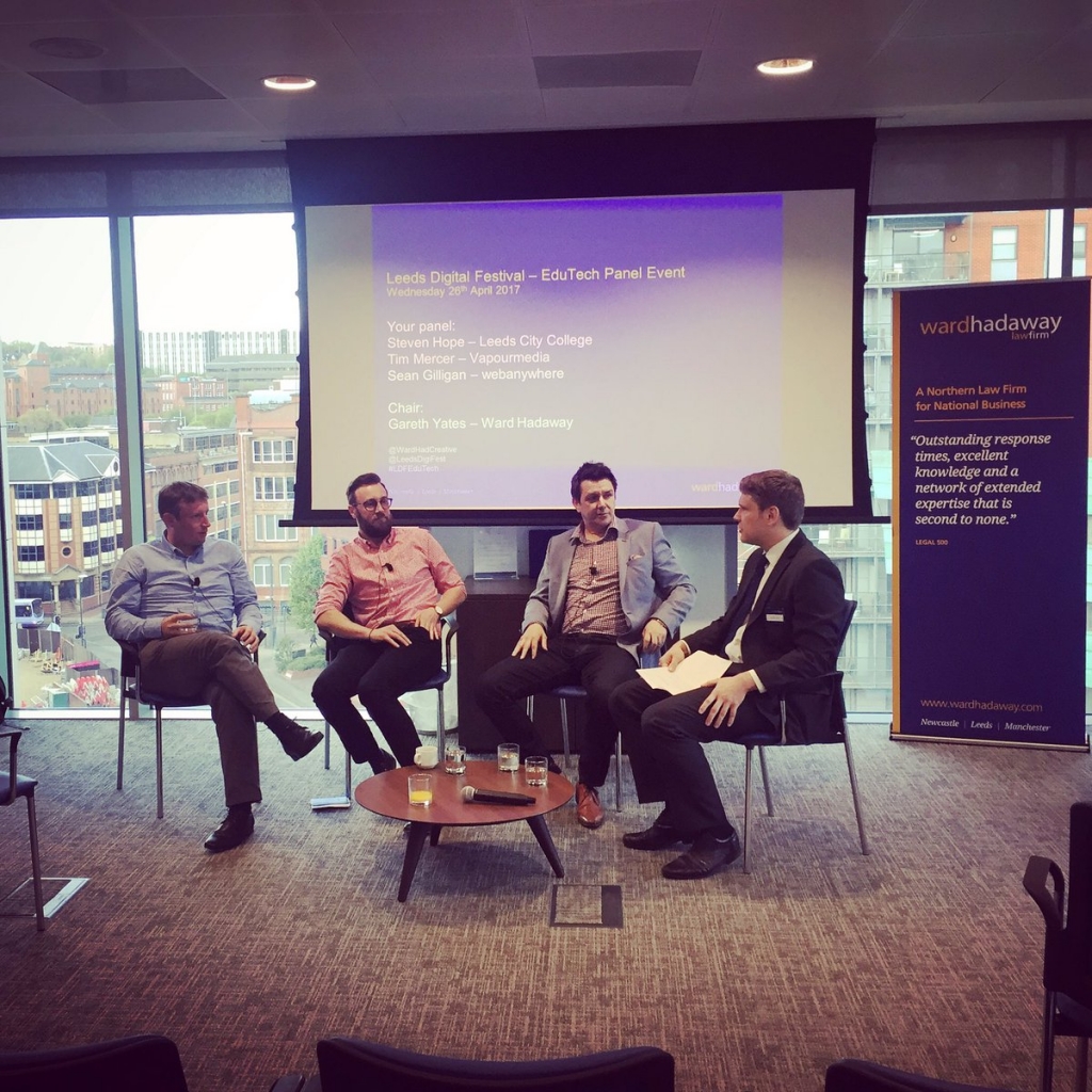 Sean Gilligan, Steven Hope and Tim Mercer EdTech Panel Leeds Digital Week 